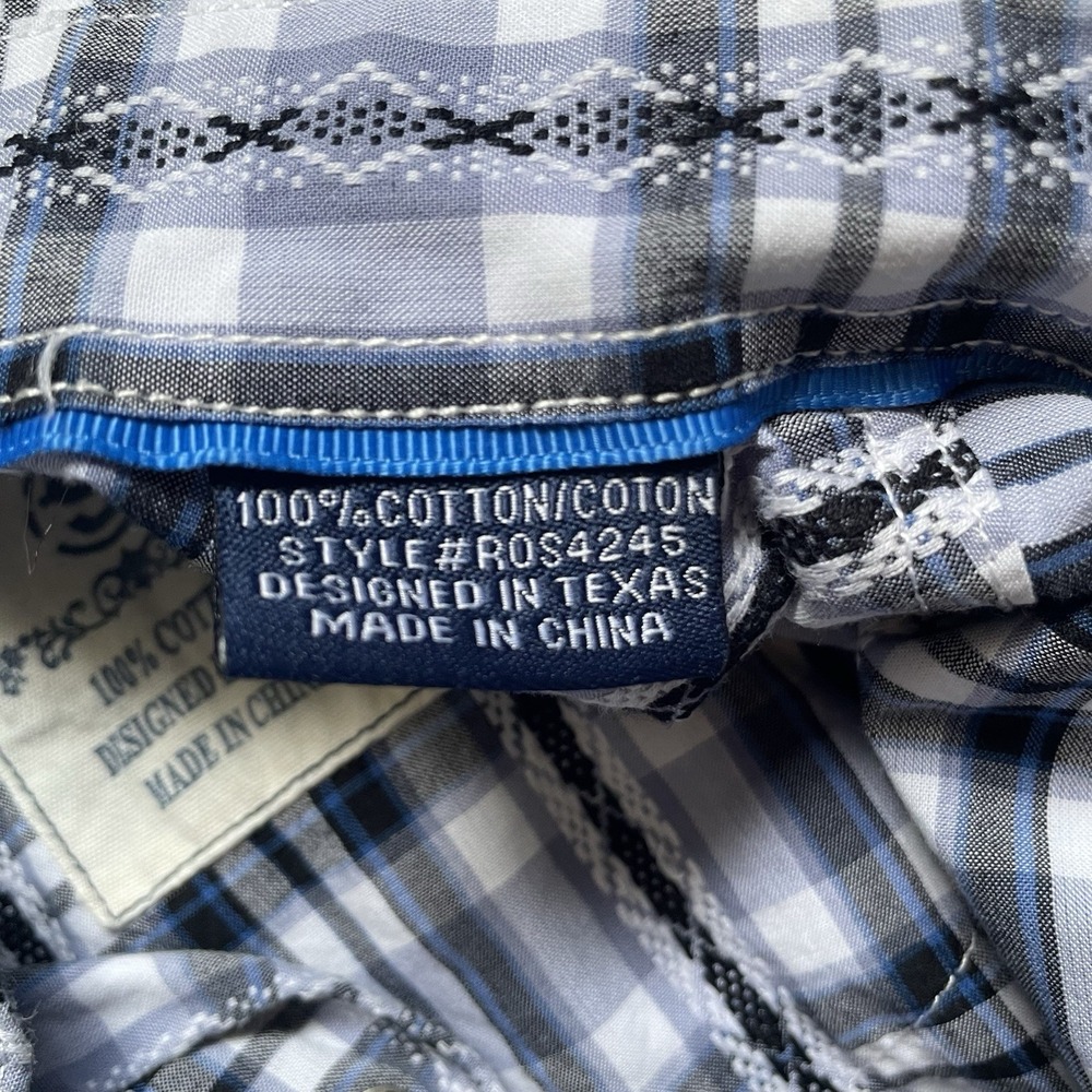 Panhandle Rough Stock Shirt Womens Small Plaid Western Pearl Snap Embroidered - Picture 9 of 15